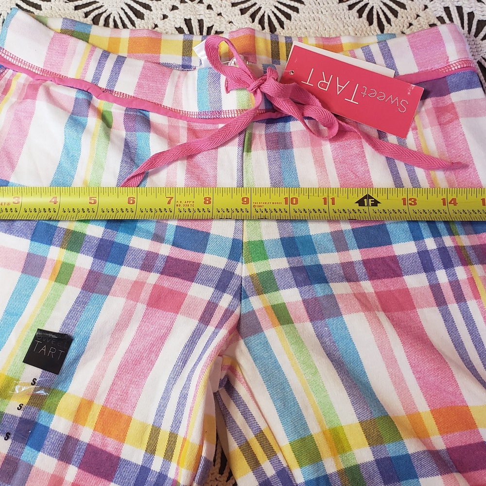 Sweet Tart Womens Teen Pink Plaid NWT Small Pajama Pant With Tie Closure S